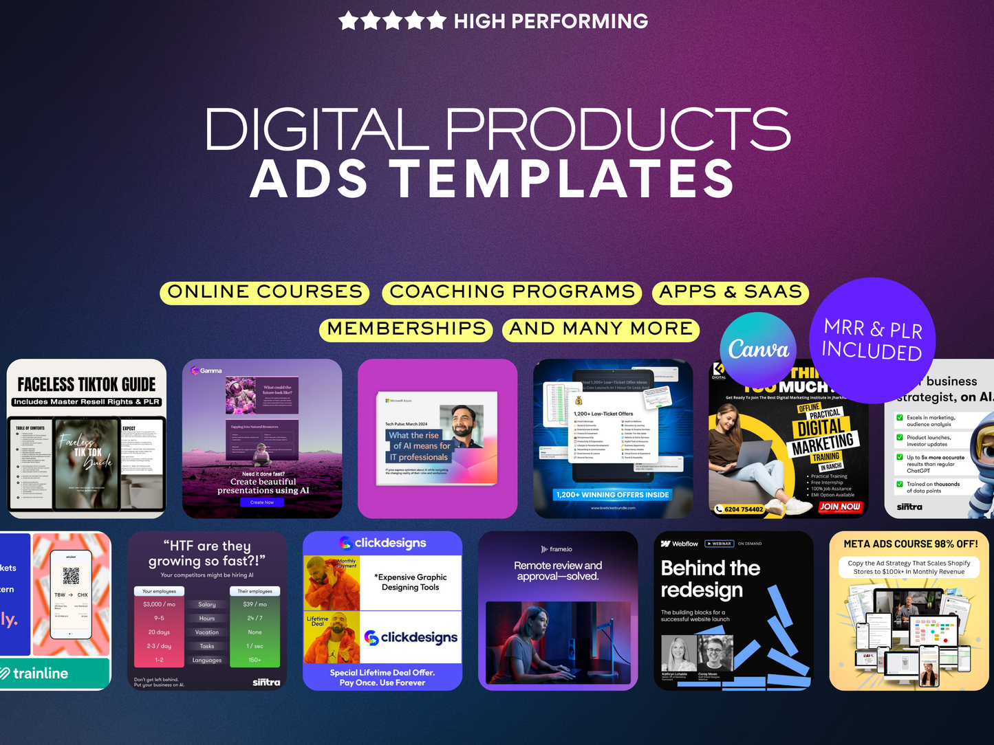 2500+ High Converting Ad Creatives; Easy Customizable in Canva Facebook & Instagram Marketing