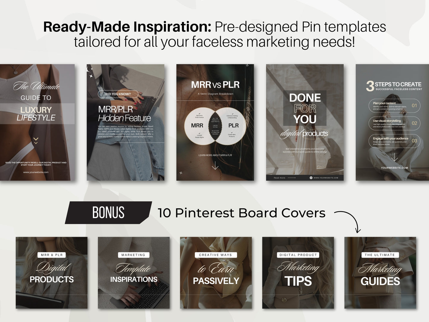 30 Faceless Pinterest Pins Templates - Boost Engagement & Sales