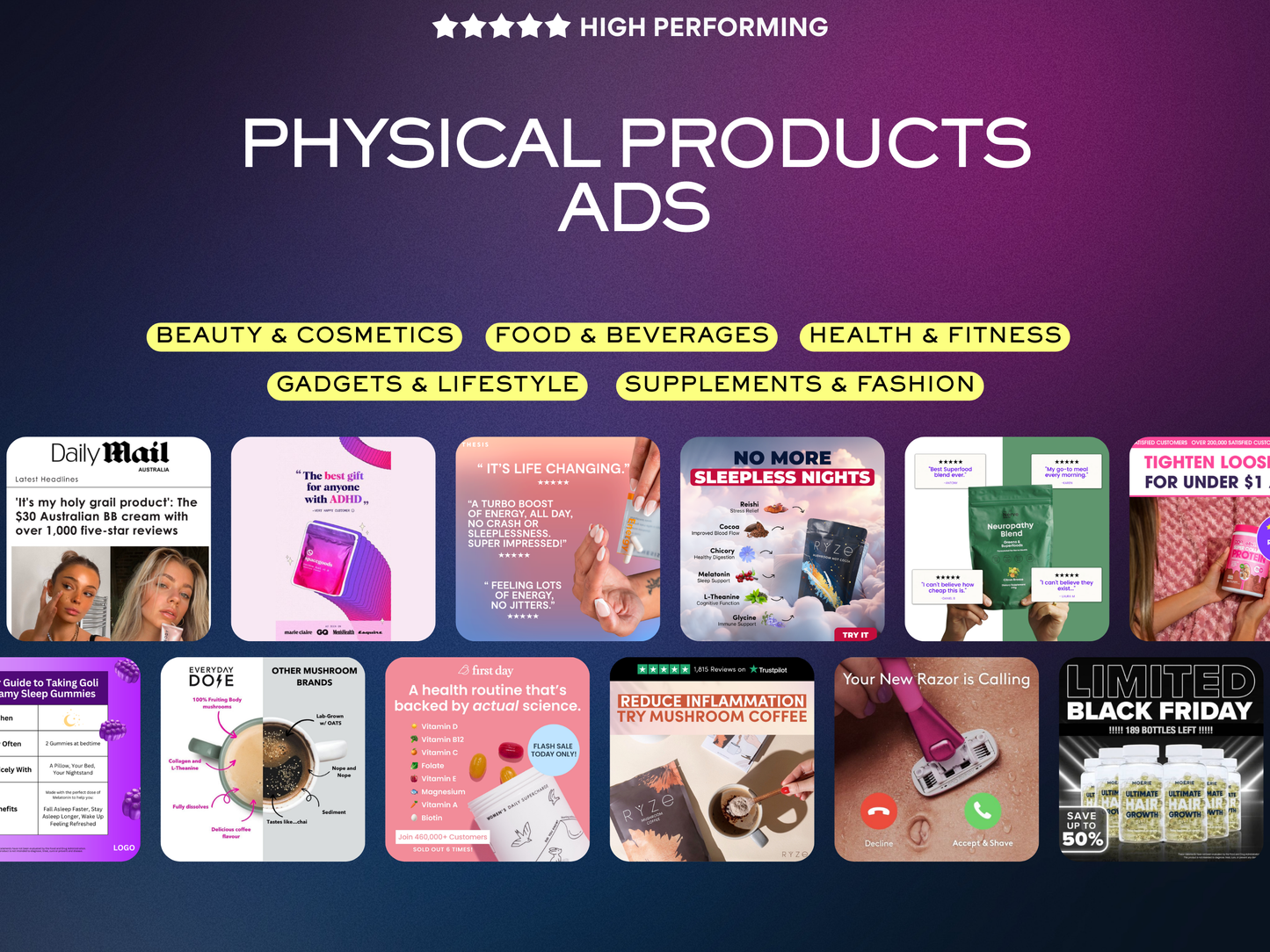 2500+ High Converting Ad Creatives; Easy Customizable in Canva Facebook & Instagram Marketing