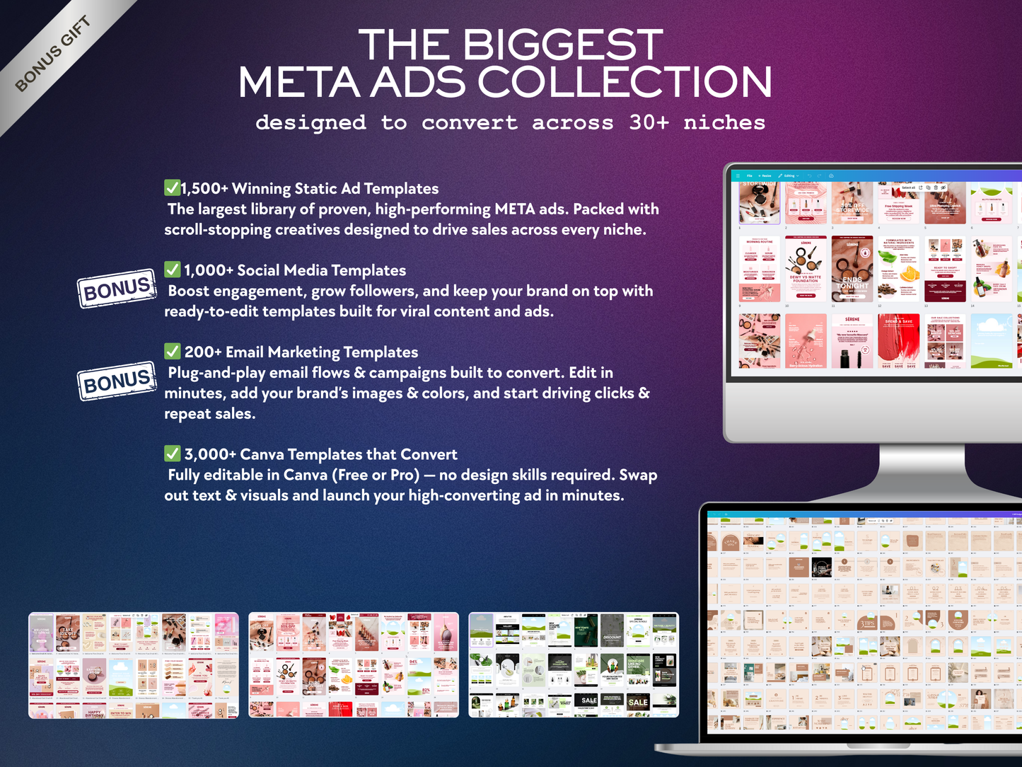 2500+ High Converting Ad Creatives; Easy Customizable in Canva Facebook & Instagram Marketing