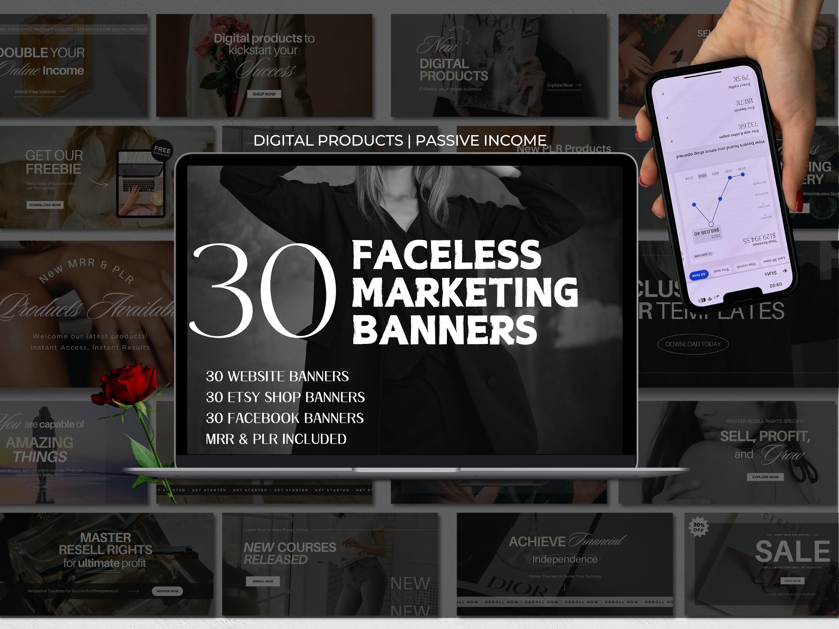 30 Faceless Marketing Banners – Master Resell Rights Supply